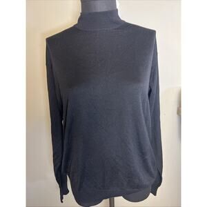 Barneys New York Black Sweater Size XL 100% Silk Mock Neck Pullover